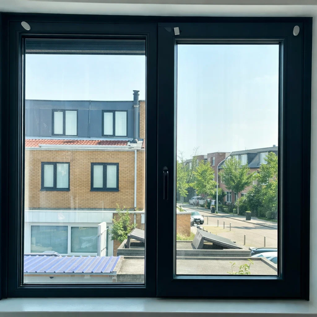 Detail van HR++ glas in kozijn