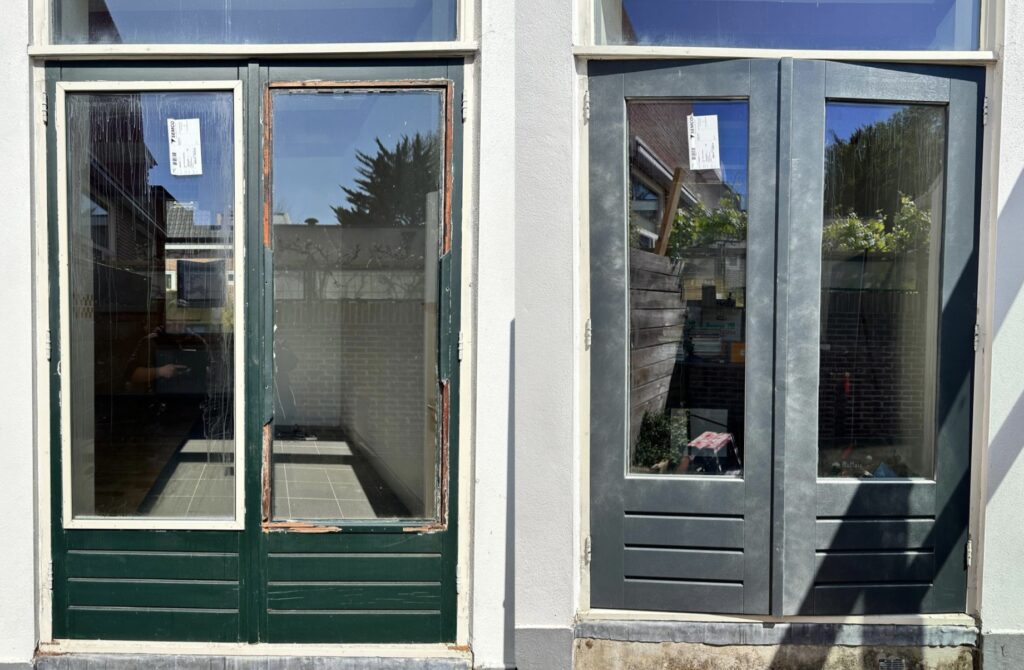 vervanging houten kozijnen door kunststof kozijnen Oegstgeest voor en na renovatie
