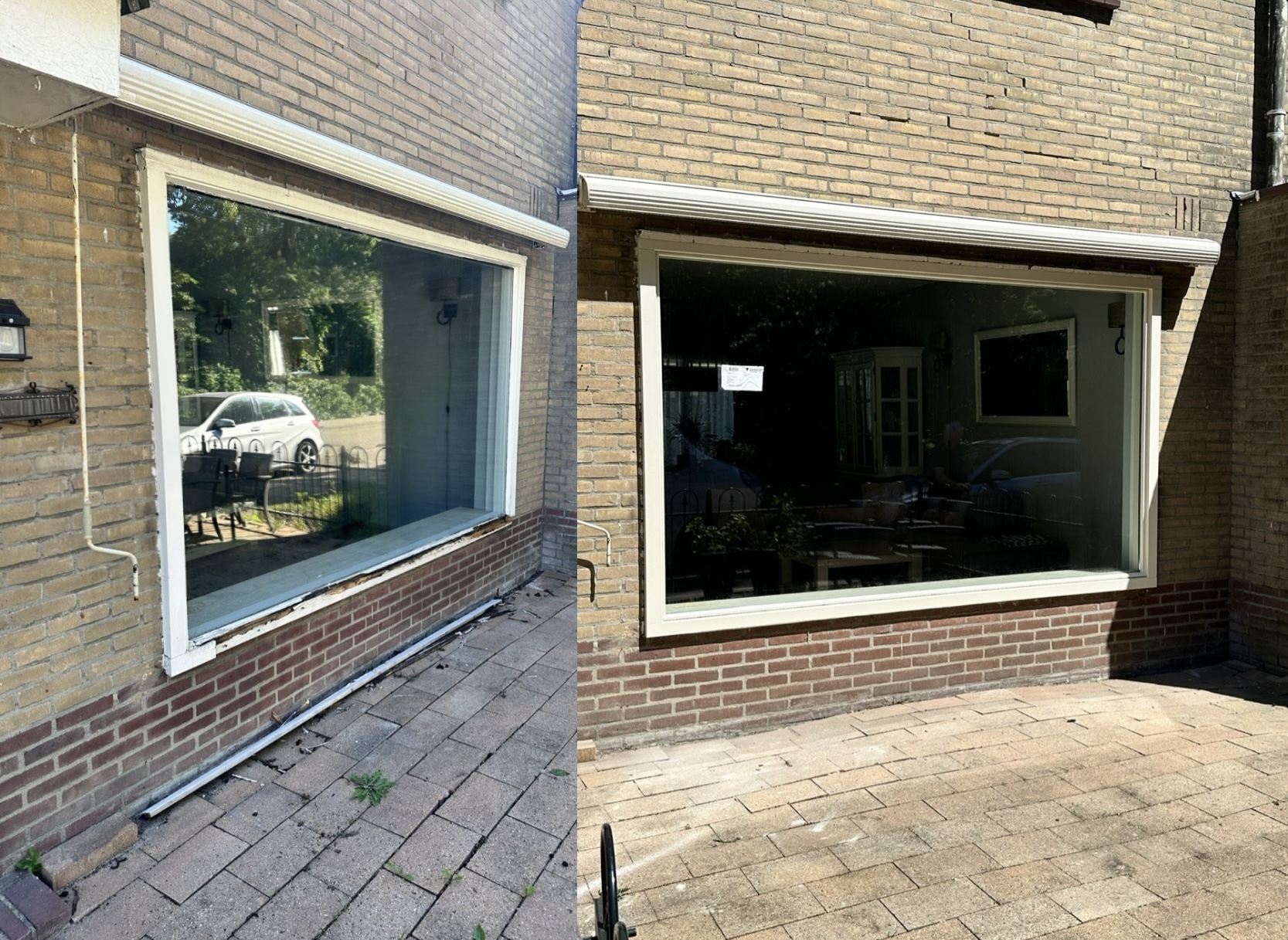 kozijnen vervangen amstelveen voor en na situatie met oud raam en nieuw kunststof kozijn